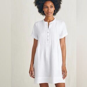 Faherty Cotton Dress Gemina Pleated Dress Small White